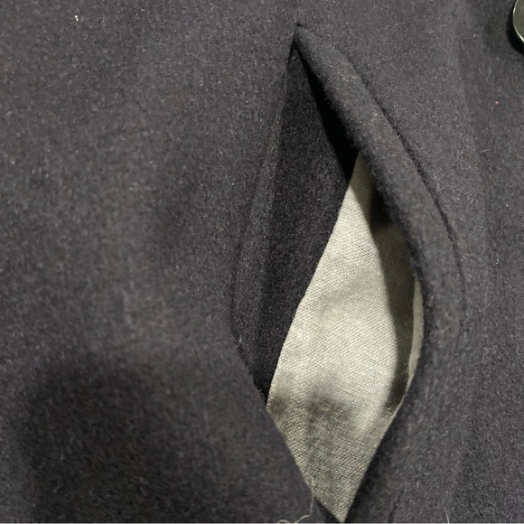Vintage Men’s Heavy Wool Lined Pea Coat Double Breasted Brass/Plastic Buttons L - Picture 9 of 15